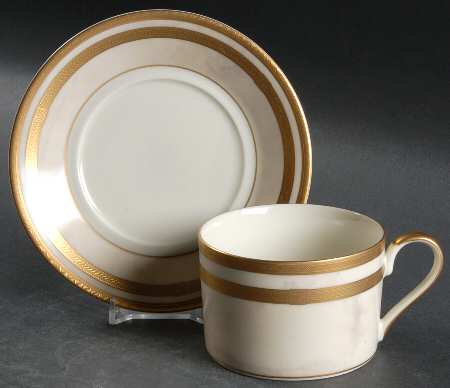 Ivory Florentine Flat Cup & Saucer Set