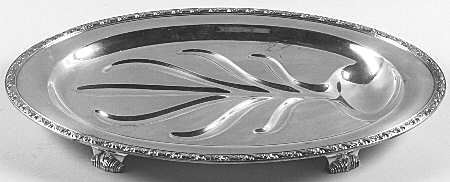 Queen Bess II (Silverplate, Hollowware) Medium Plated Footed Meat Platter with Well