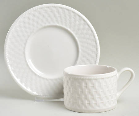Wicker Flat Cup & Saucer Set