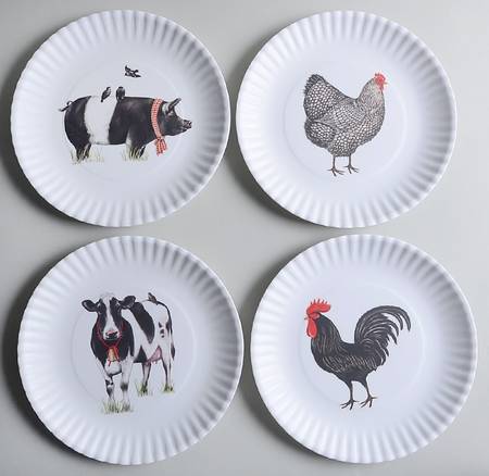 Melamine Dinnerware Luncheon Plate - Set of 4 Motifs by One Hundred 80 Degrees