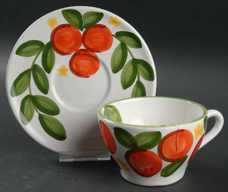 Tangerine Flat Cup & Saucer Set