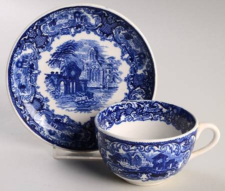 Abbey Blue Flat Cup & Saucer Set