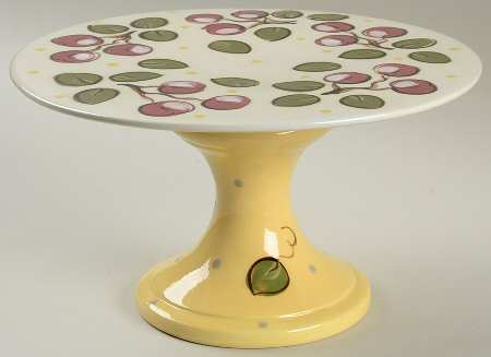 Cherries 10" Diameter Pedestal Cake Stand by Paula Estey