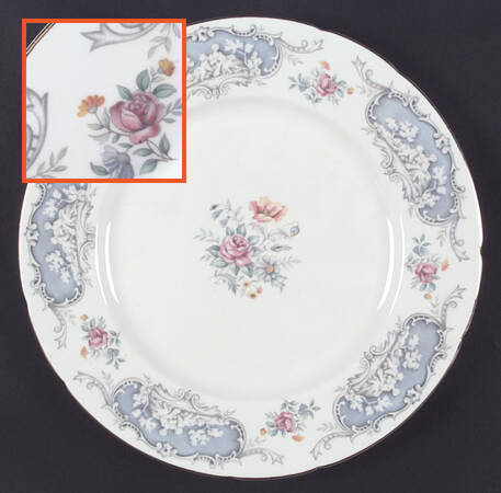 Dubarry (Scalloped, Blue Panels, Pink Roses) by Paragon