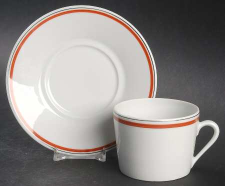 Bistrot Rust Orange Flat Cup & Saucer Set