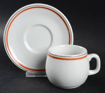 Bistrot Rust Orange Flat Cup & Saucer Set