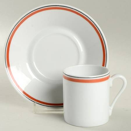 Bistrot Rust Orange Flat Demitasse Cup & Saucer Set