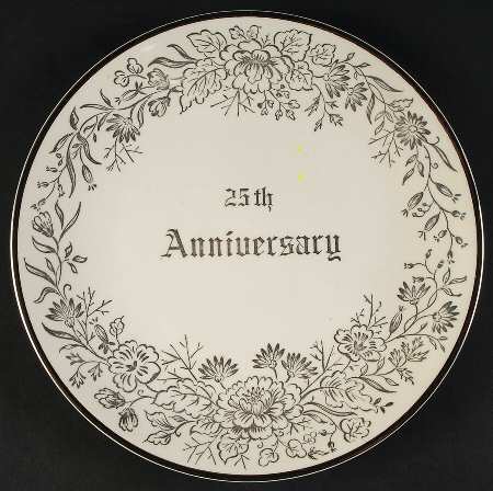 Platinum Rose 25th Anniversary Commemorative Dinner Plate