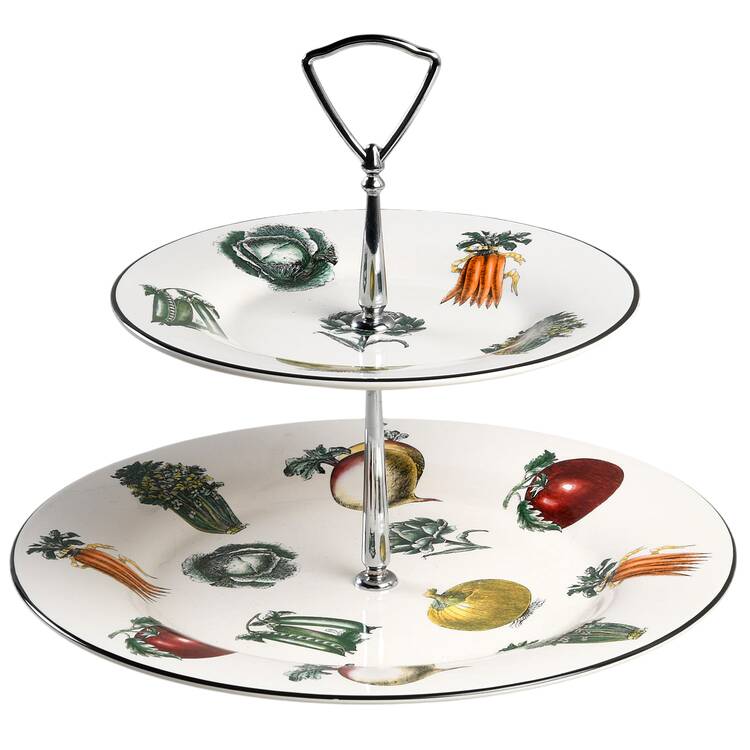 Farmers Market 2 Tiered Serving Tray (Dinner & Salad Plate)
