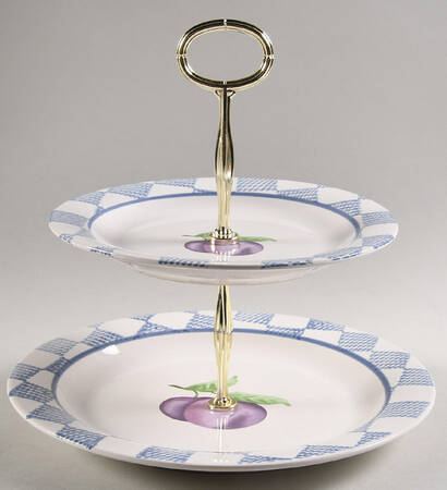 Hopscotch (Fruit) 6 5/8"-10"  2 Tiered Serving Tray (Dp, Sp) HC