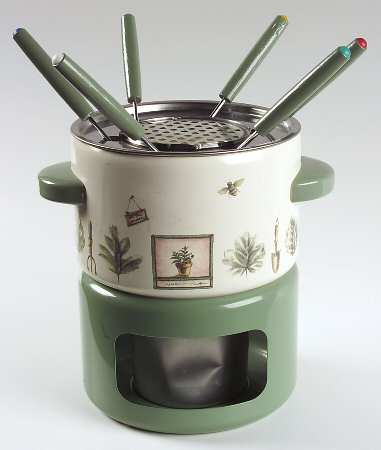 Naturewood (10 Pc) Metal Fondue(Pot, 6forks,Stand,Burner,Lid)