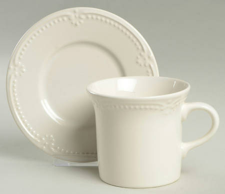 Pearl Brocade Flat Cup & Saucer Set