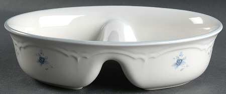 Poetry Glossy 10" Oval Divided Vegetable Bowl