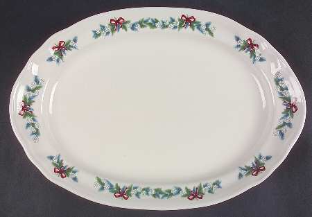 Red Ribbons 15" Oval Serving Platter