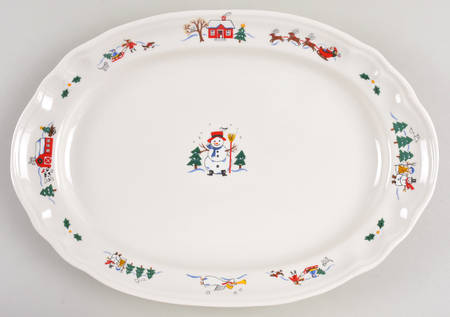 Snow Village 14" Oval Serving Platter