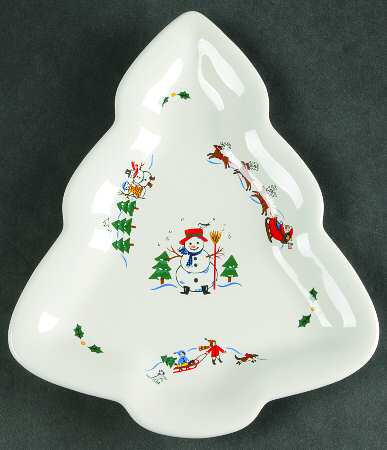 Snow Village Large Tree Shaped Dish
