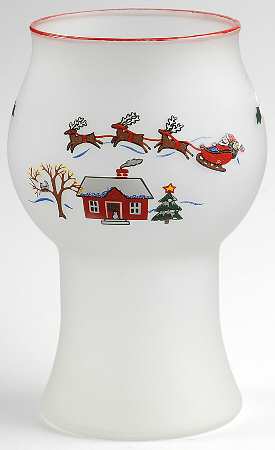 Snow Village Glass Pillar Float Candleholder