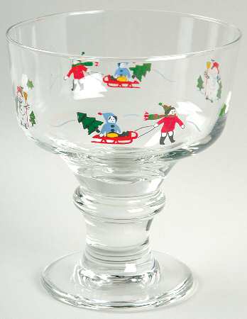 Snow Village Glassware Footed Dessert