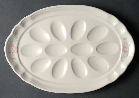 Tea Rose Fluted Deviled Egg Plate by Pfaltzgraff