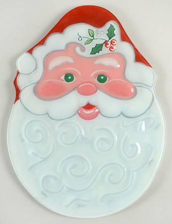 Winterberry Glassware Santa Platter