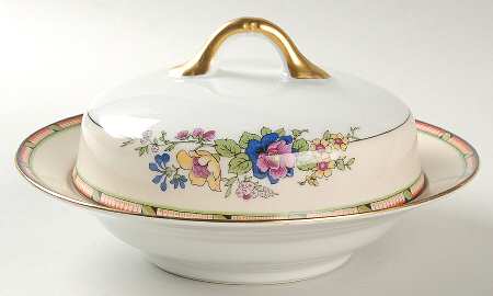 3552 Round Covered Butter with Strainer by Phoenix (Czech)
