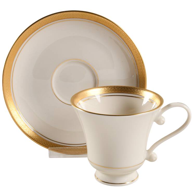 Palace (Ivory Background) Footed Cup & Saucer Set