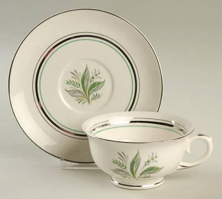 Encore (Platinum Inner Ring) Footed Cup & Saucer Set by Pope Gosser