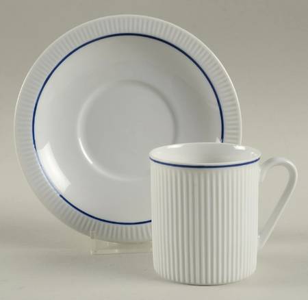 Blue Line Flat Demitasse Cup & Saucer Set