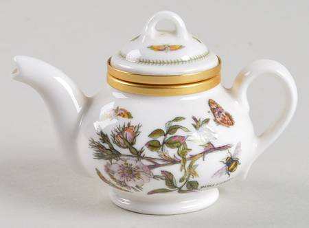 Botanic Garden Tea Pot Miniature Box with Hinged Lid