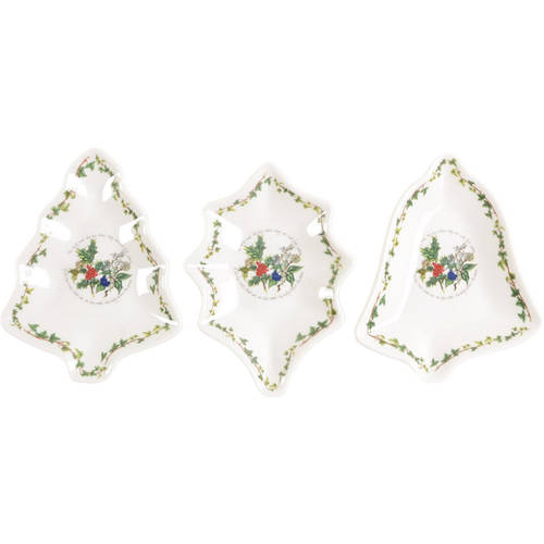 The Holly and The Ivy Christmas Shaped Dishes - Set of 3 by Portmeirion