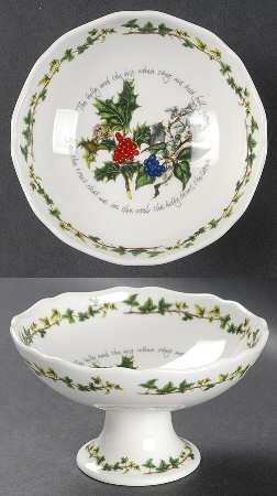 The Holly and The Ivy Footed Scalloped Sorbet/Dip Bowl by Portmeirion