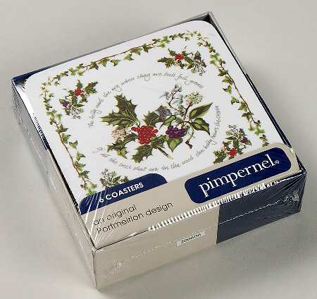 The Holly and The Ivy Square Corkback Coaster - Set of 6 by Portmeirion
