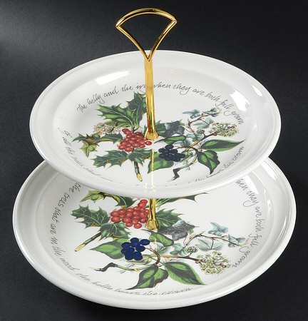 The Holly and The Ivy 2 Tiered Serving Tray (Dinner & Salad Plate) by Portmeirion