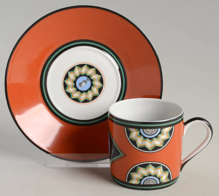 Pompei Red Flat Demitasse Cup & Saucer Set
