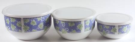 Blue Isle (3 Pc) Metal Bowl Set & Lid (5 3/4",7",7 3/4")
