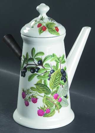 Les Fruits Sauvages Wood Handle Coffee Pot & Lid
