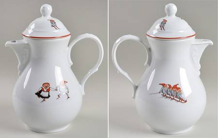 Nisse (Red Trim) Coffee Pot & Lid