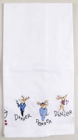 Reindeer Embroidered Cloth Dish Towel