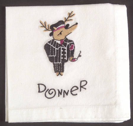 Reindeer Embroidered Cocktail Napkin