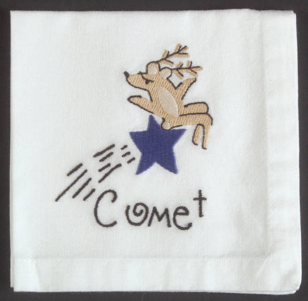 Reindeer Embroidered Cocktail Napkin
