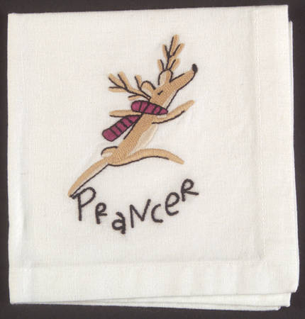 Reindeer Embroidered Cocktail Napkin