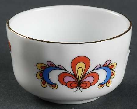 Farmer's Rose (Scalloped, Gold Trim) Mini Open Sugar Bowl