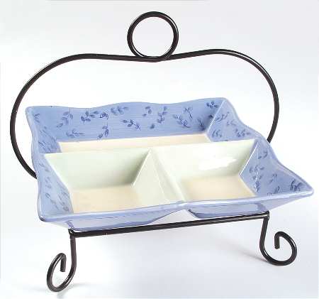 Summer Breeze Square Divided Server with Metal Rack