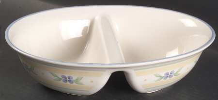 Summer Breeze 10" Oval Divided Vegetable Bowl