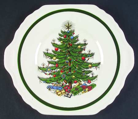 Christmas Tree Square Handled Cake Plate