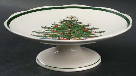 Christmas Tree 9" Diameter Pedestal Cake Stand