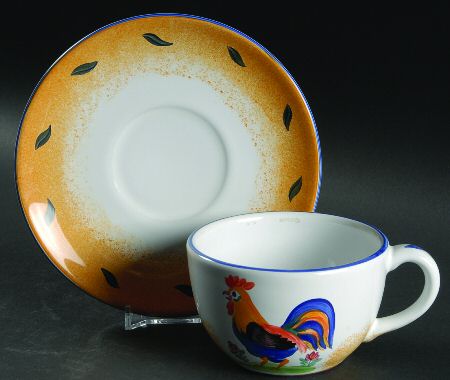 Royal Rooster Flat Cup & Saucer Set