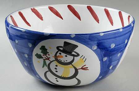Snowman 12" Large Salad Serving Bowl
