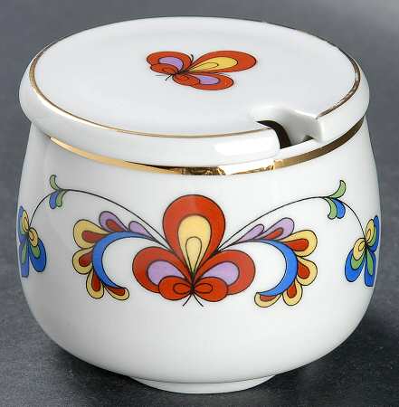 Farmer's Rose (Coupe, Gold Trim) Jam/Jelly & Lid