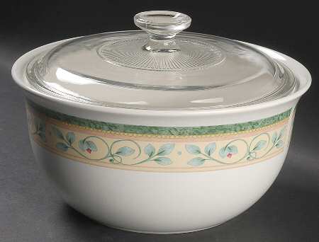French Quarter (Stoneware) 3 Qt Round Covered Casserole with Glass Lid